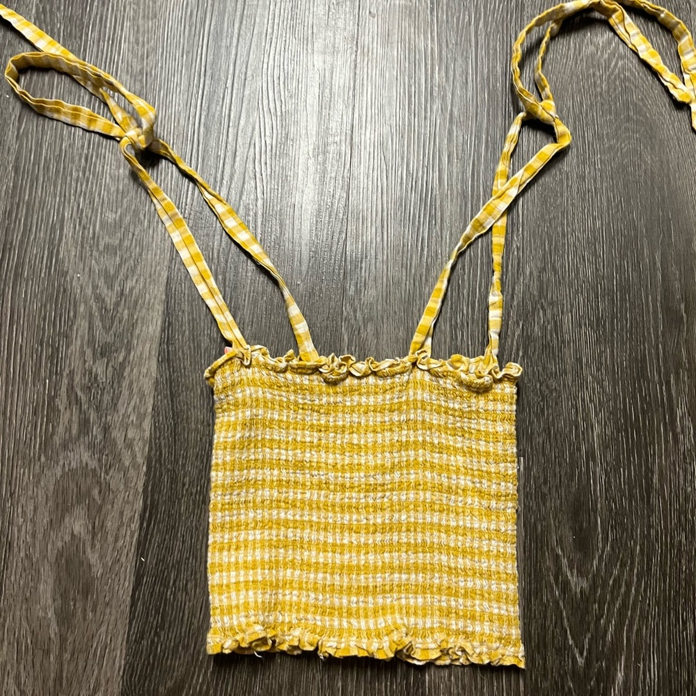 re:named Mustard and White Textured Top